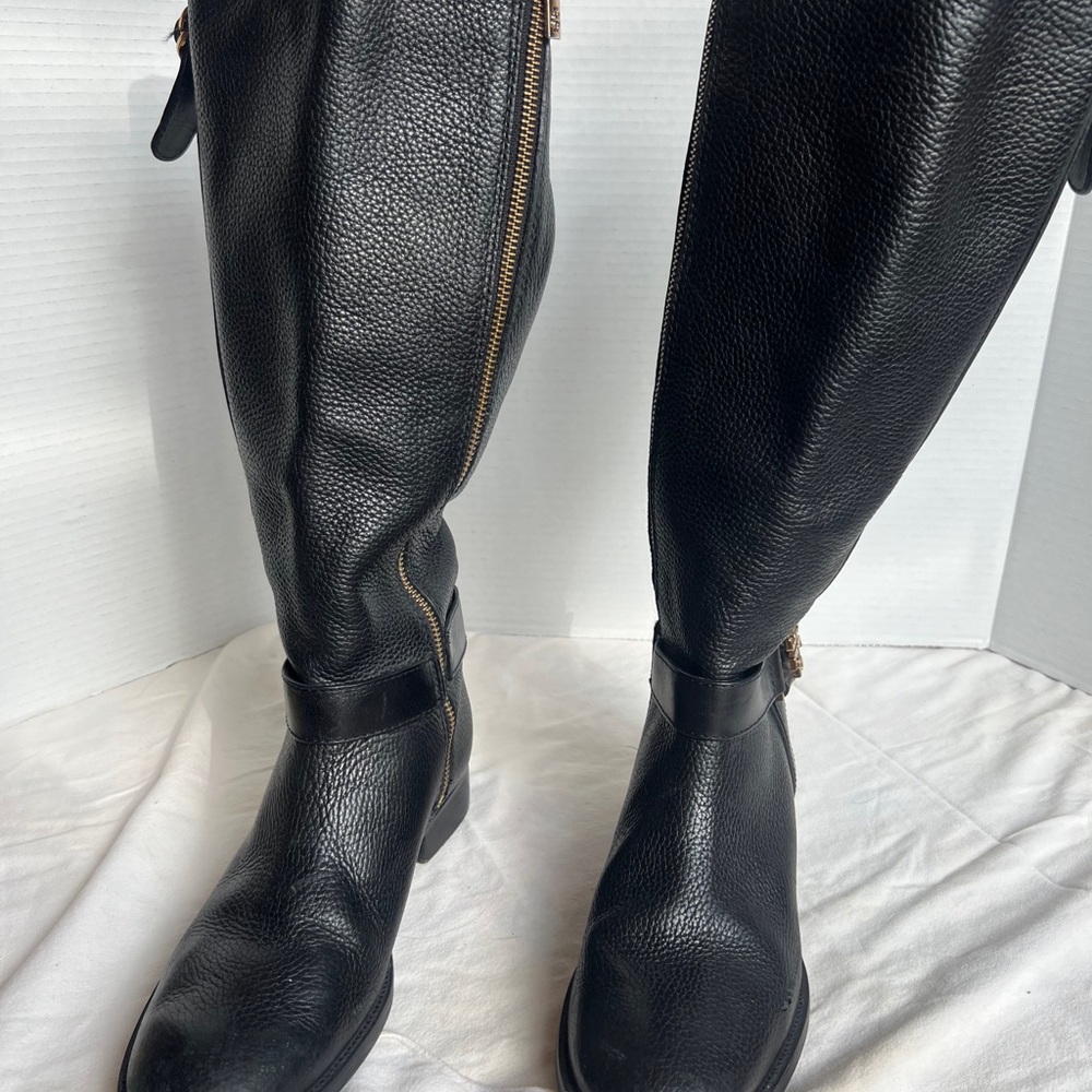 Black Leather Knee-High Boots